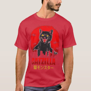 Camiseta Catzilla japonesa estilo de atardecer vintage Cat 