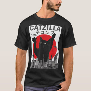 Camiseta Catzilla japonesa estilo japonés de atardecer Gat
