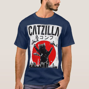 Camiseta Catzilla japonesa estilo japonés de atardecer Gato