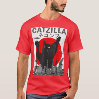 Camiseta Catzilla japonesa estilo japonés de atardecer Gato