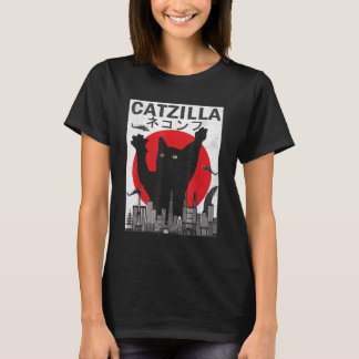 Camiseta Catzilla japonesa estilo japonés de atardecer Gato