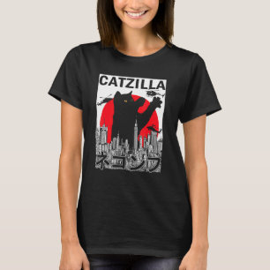 Camiseta Catzilla japonesa estilo japonés de atardecer Gato
