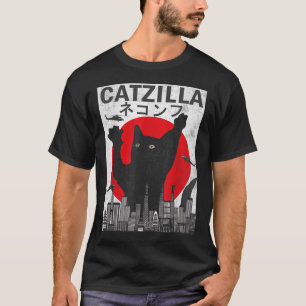 Camiseta Catzilla japonesa estilo japonés de atardecer Gato