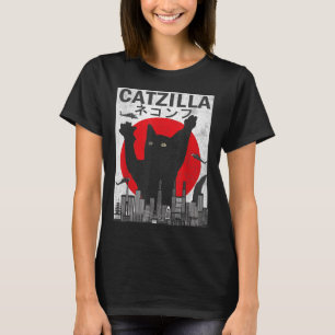 Camiseta Catzilla japonesa estilo japonés de atardecer Gato