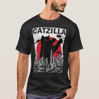 Camiseta Catzilla japonesa vintage clásica de atar