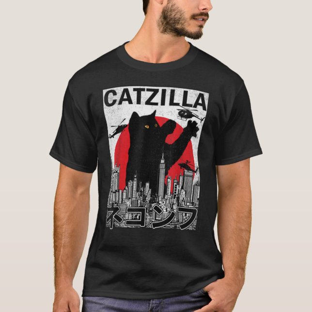 Camiseta Catzilla japonesa vintage clásica de atar (Anverso)