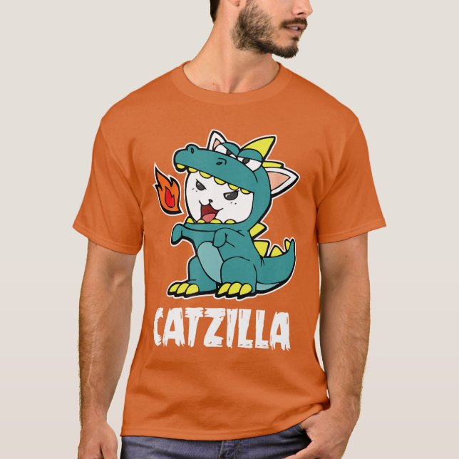 Camiseta Catzilla Kitten Dragon Cat Halloween Disstuve Tram (Anverso)