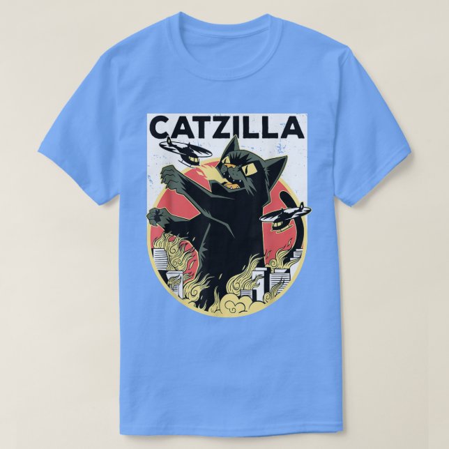 Camiseta CATZILLA Ropa de Gato Negro Catzilla  (Diseño del anverso)