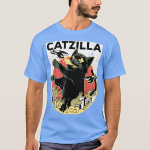 Camiseta CATZILLA Ropa de Gato Negro Catzilla