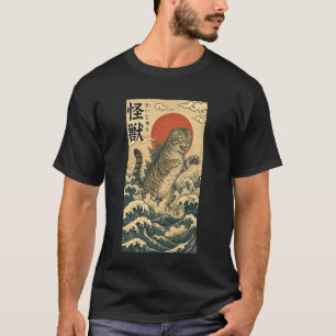 Camiseta Catzilla Scottish Fold Arte Japonés Mascota Divert