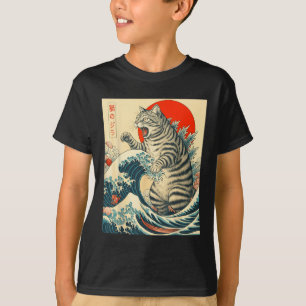 Camiseta Catzilla Shorthair Cat Regalos De Arte Japoneses P