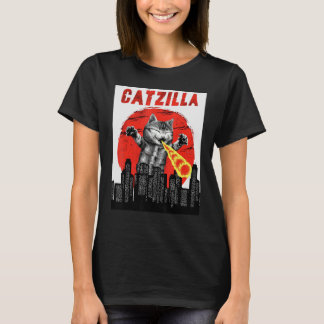 Camiseta Catzilla Vintage Cute Cat Sunset Catzilla