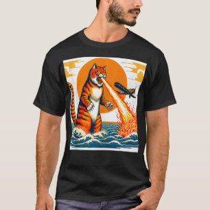 Camiseta Catzilla Vintage Funny Cat Monstruo japonés