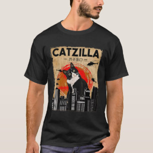 Camiseta Catzilla Vintage - Gato De Tuxedo Gracioso Y Gatit