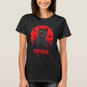 Camiseta Catzilla Vintage Gato Gatito Estilo Atardecer Japo