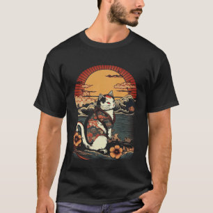 Camiseta Catzilla Vintage Gato Lindo Gráfico de la Puesta