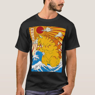 Camiseta Catzilla Vintage Gracioso Cuato Arte Japonés