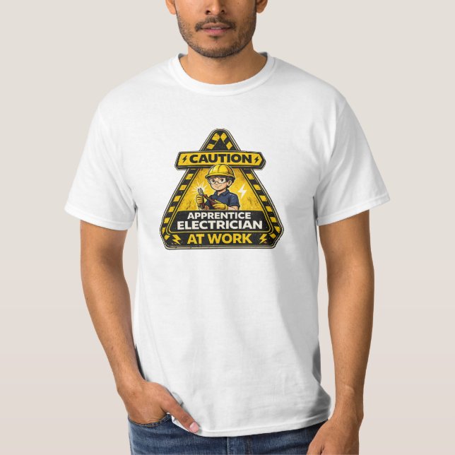 Camiseta Caution Apprentice Electrician At Work Shirt (Anverso)