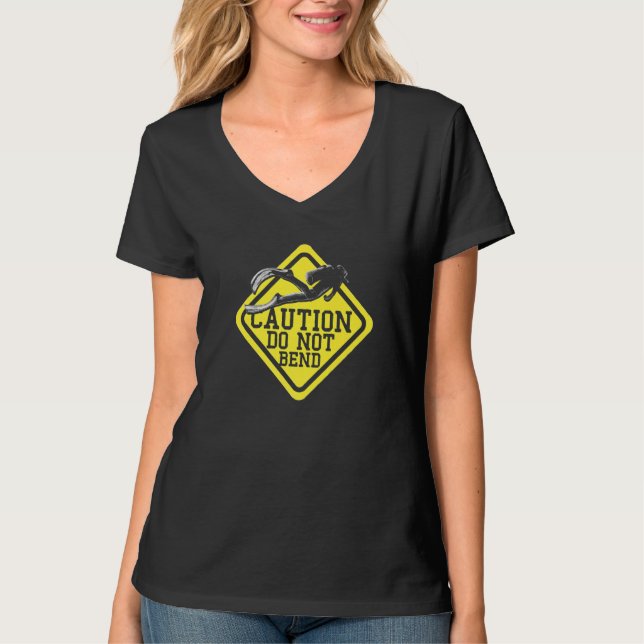 Camiseta Caution Do Not Bend  Scuba Diving Underwater  Free (Anverso)