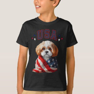 Camiseta Cavachon Dog Eeuu Bandera Patriótica Memorial