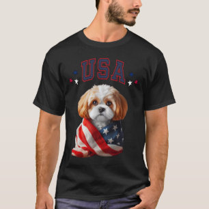 Camiseta Cavachon Dog Eeuu Bandera Patriótica Memorial