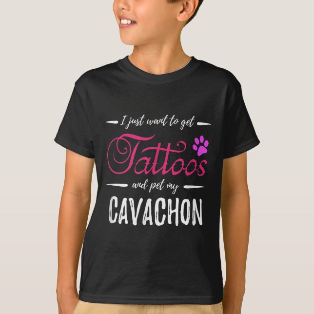 Camiseta Cavachon Dog Lover Tattoo Divertida Perra Mamá Reg (Anverso)