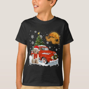 Camiseta Cavachon Vintage Wagon Red Truck Christmas Tree Pa