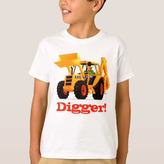 Camiseta Cavador de encargo de la construcción del amarillo (Anverso)
