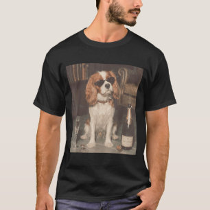 Camiseta Cavalier King Charles bebiendo champán divertido