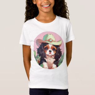Camiseta Cavalier King Charles cowboy rosa pastel