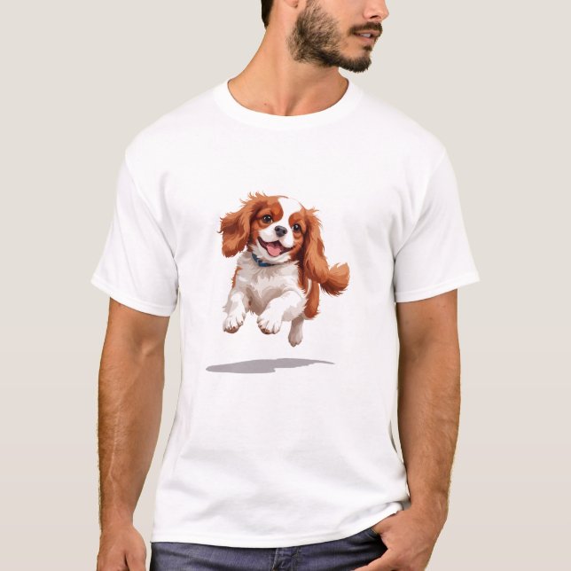 Camiseta Cavalier King Charles Happy Playful Jumping (Anverso)