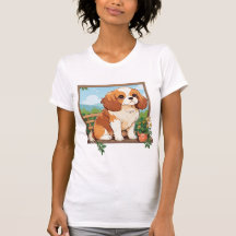 Cavalier King Charles Pastel con flores