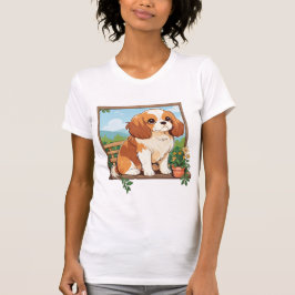 Camiseta Cavalier King Charles Pastel con flores