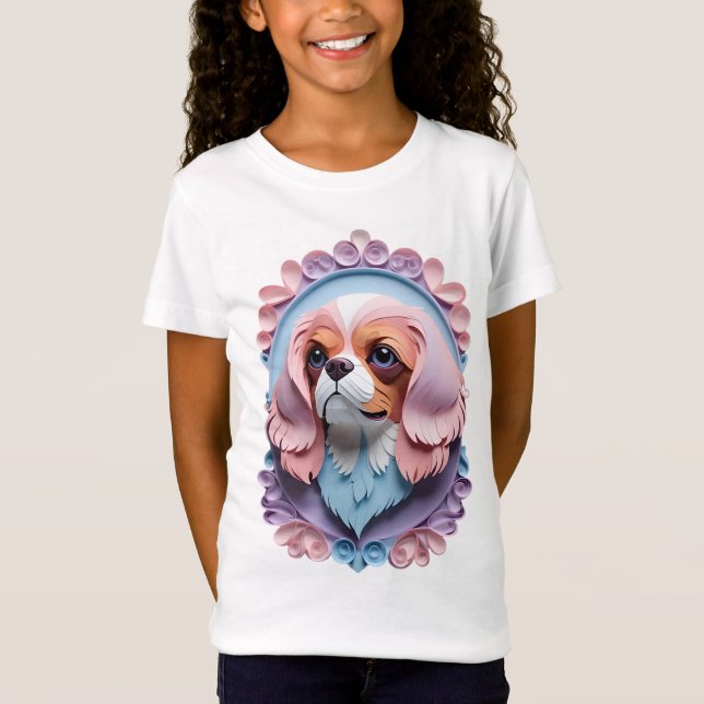 Camiseta Cavalier King Charles Pastel Cortar el Arte (Anverso)