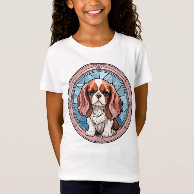Camiseta Cavalier King Charles Pastel Vidrio Manchado Rosa (Anverso)