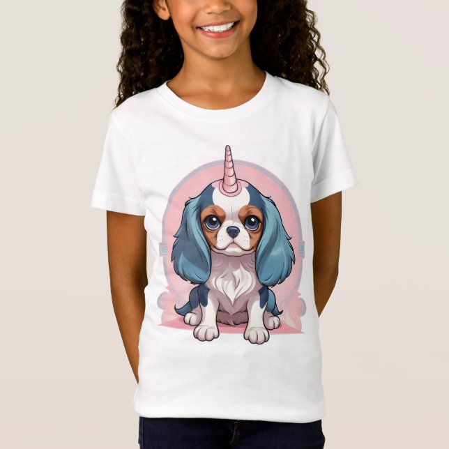 Camiseta Cavalier King Charles Pink Pastel Unicorn (Anverso)