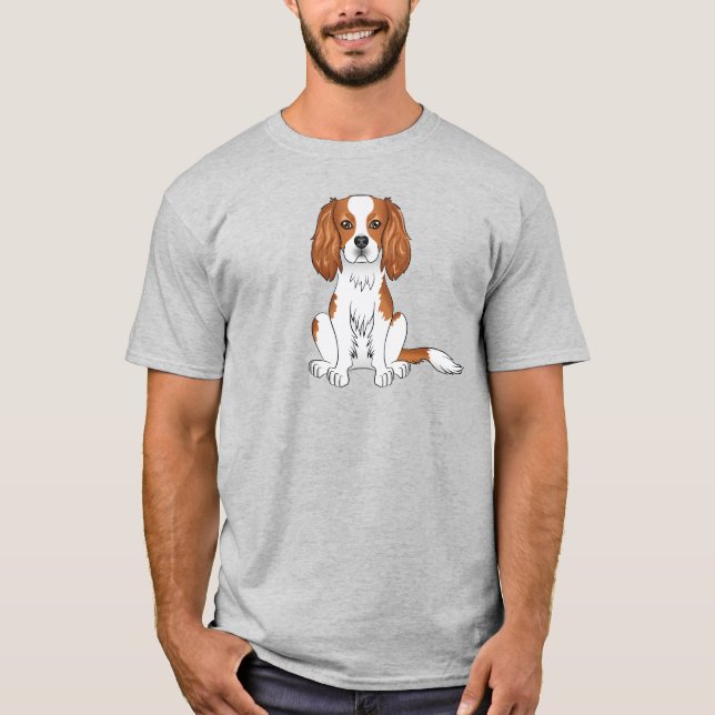 Camiseta Cavalier King Charles Spaniel Blenheim perro senta (Anverso)