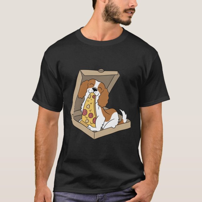 Camiseta Cavalier King Charles Spaniel Comating Pizza Funny (Anverso)
