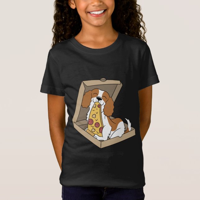 Camiseta Cavalier King Charles Spaniel Comating Pizza Funny (Anverso)