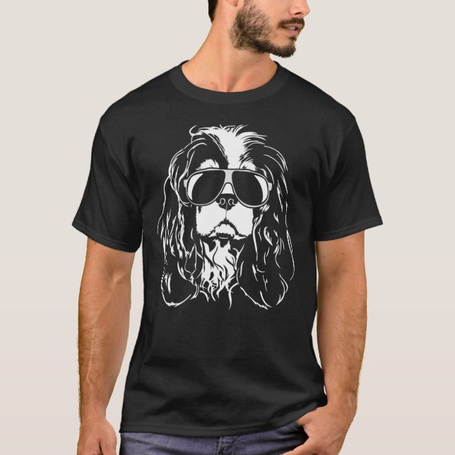 Camiseta Cavalier King Charles Spaniel con gafas de sol Cla (Anverso)