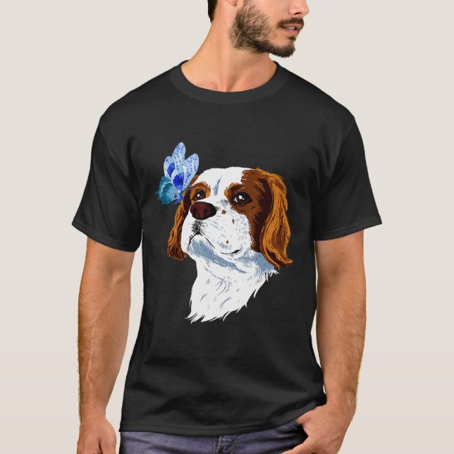 Camiseta Cavalier King Charles Spaniel Con Mariposa - Perro (Anverso)