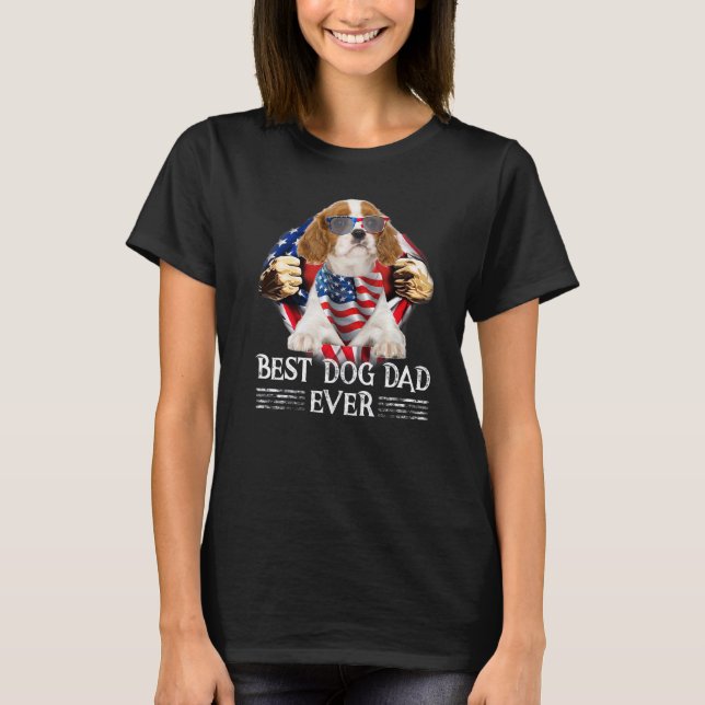 Camiseta Cavalier King Charles Spaniel Dad American Flag Gi (Anverso)