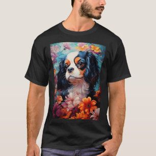 Camiseta Cavalier King Charles Spaniel en flores