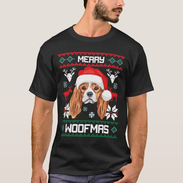 Camiseta Cavalier King Charles Spaniel Merry Woofmas (Anverso)