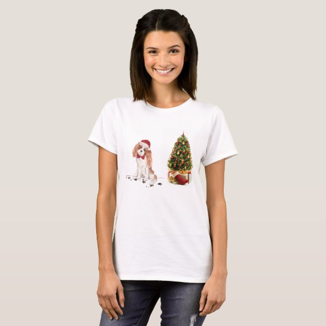 Camiseta Cavalier King Charles Spaniel Navidades graciosos  (Anverso completo)