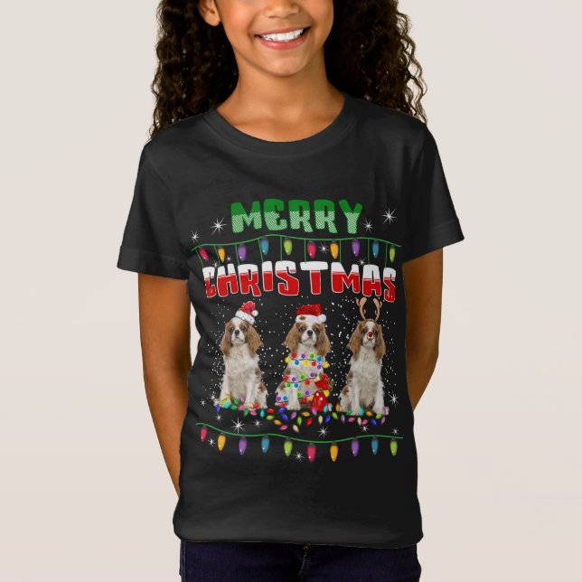 Camiseta Cavalier king charles spaniel Navidades Lights Dog (Anverso)