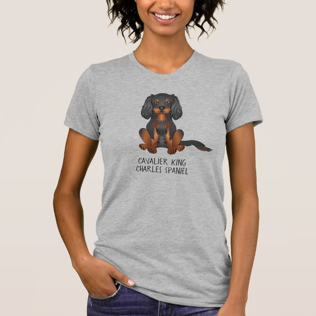 Camiseta Cavalier King Charles Spaniel negro y atigrado & T (Anverso)