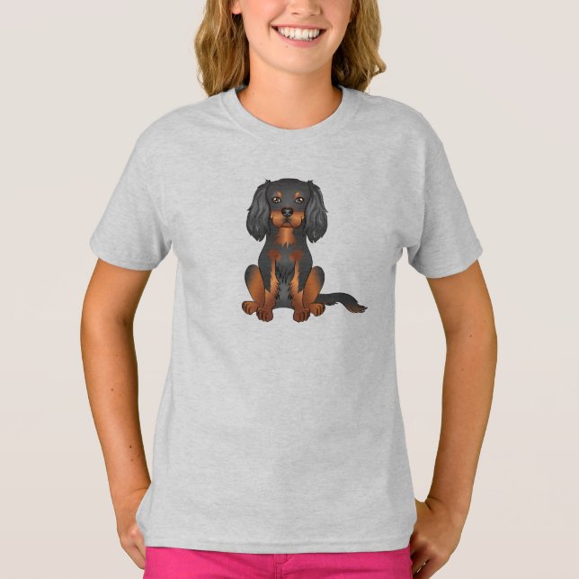 Camiseta Cavalier King Charles Spaniel negro y marrón (Anverso)