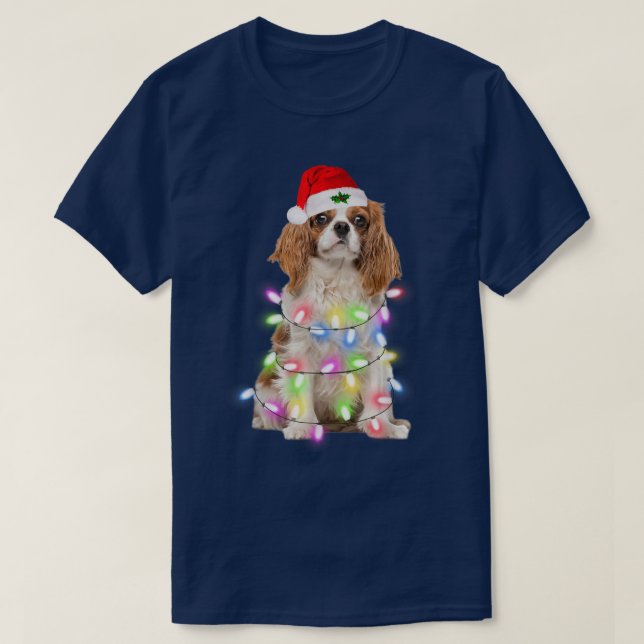 Camiseta Cavalier King Charles Spaniel Santa Christmas Ligh (Diseño del anverso)