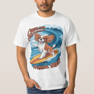 Camiseta Cavalier King Charles Spaniel Shreds Wave Surfing